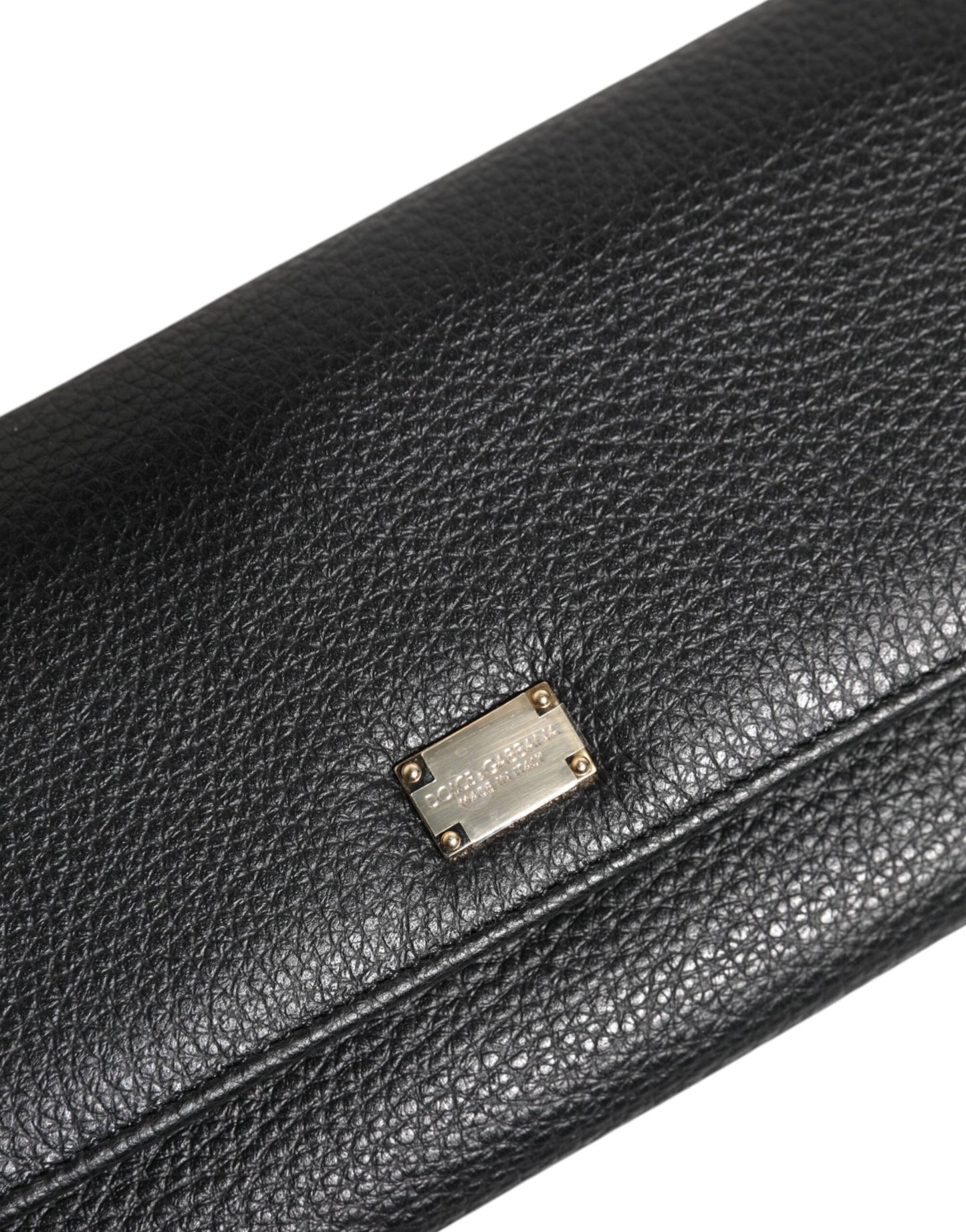 Dolce & Gabbana – Dreifach faltbares Kartenetui aus schwarzem Leder mit Logo-Schild