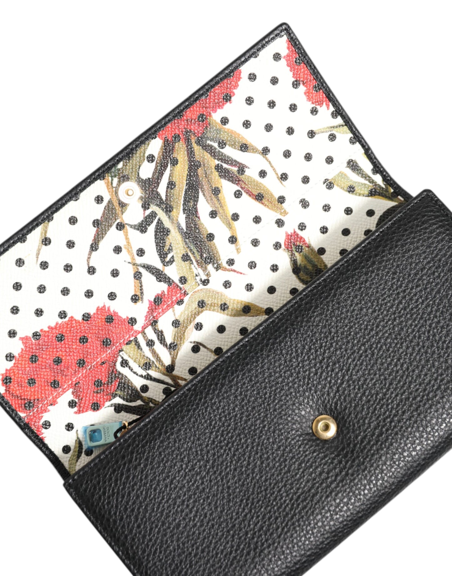Dolce & Gabbana – Dreifach faltbares Kartenetui aus schwarzem Leder mit Logo-Schild