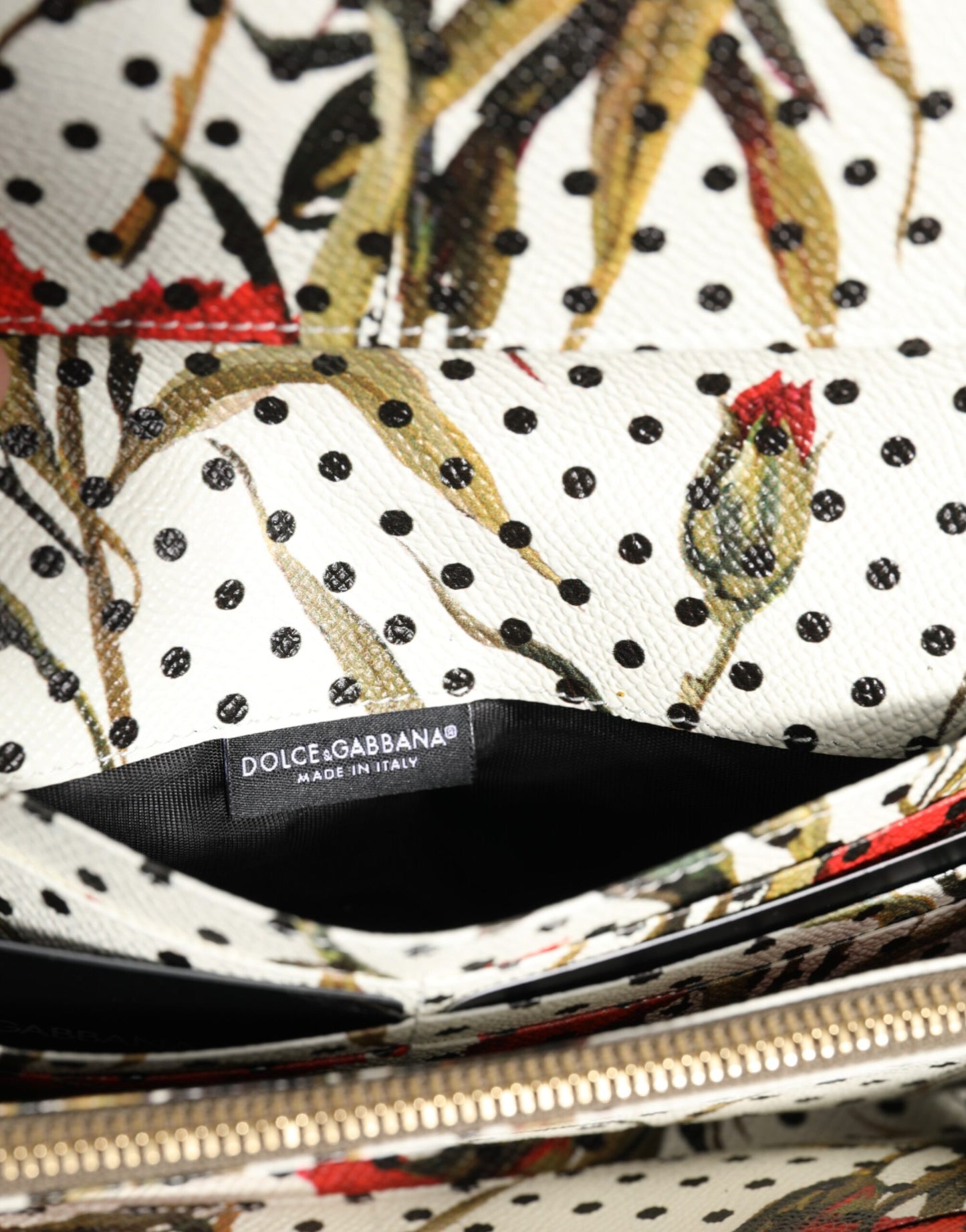 Dolce & Gabbana – Dreifach faltbares Kartenetui aus schwarzem Leder mit Logo-Schild