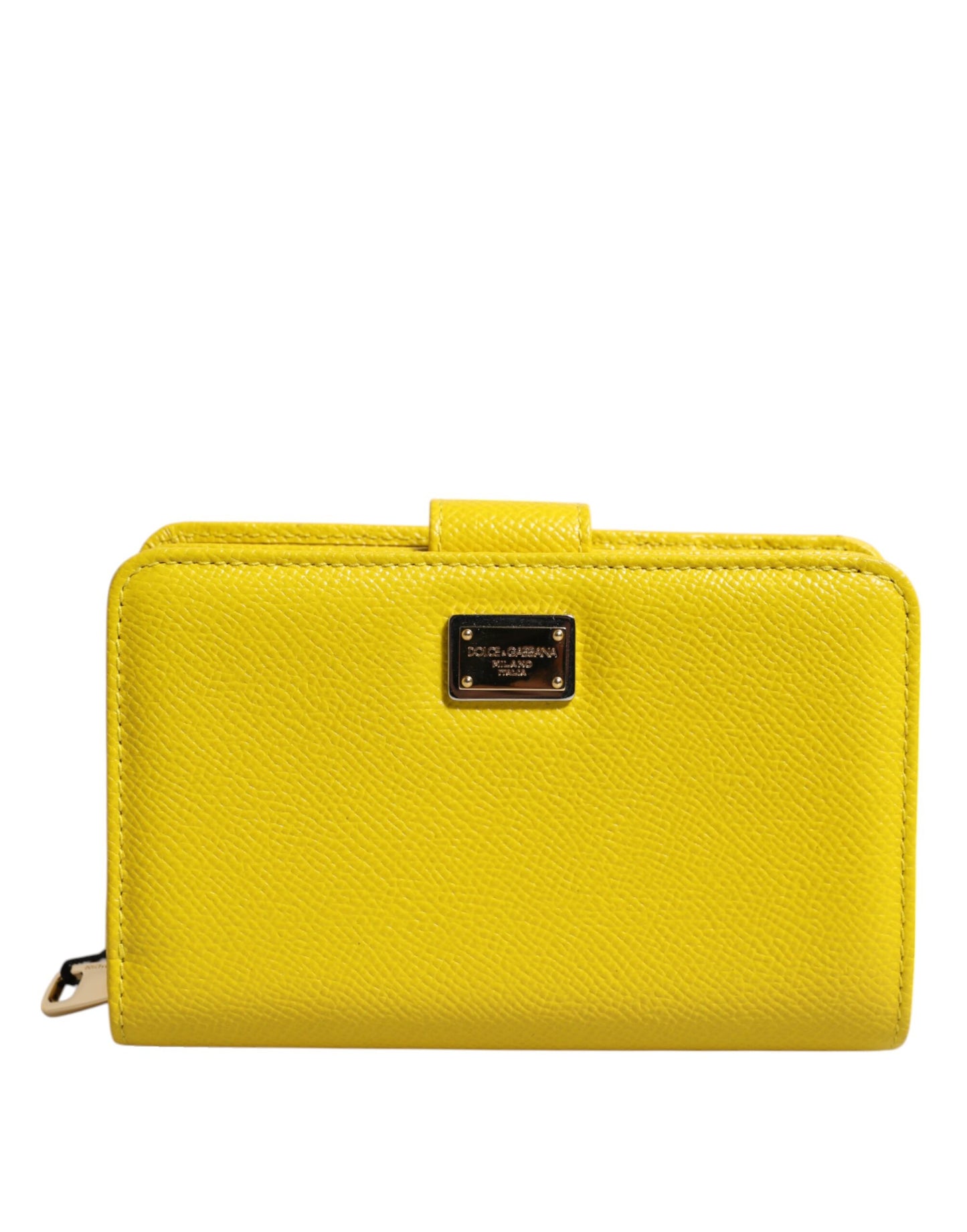 Portefeuille continental à deux volets en cuir jaune Dolce & Gabbana