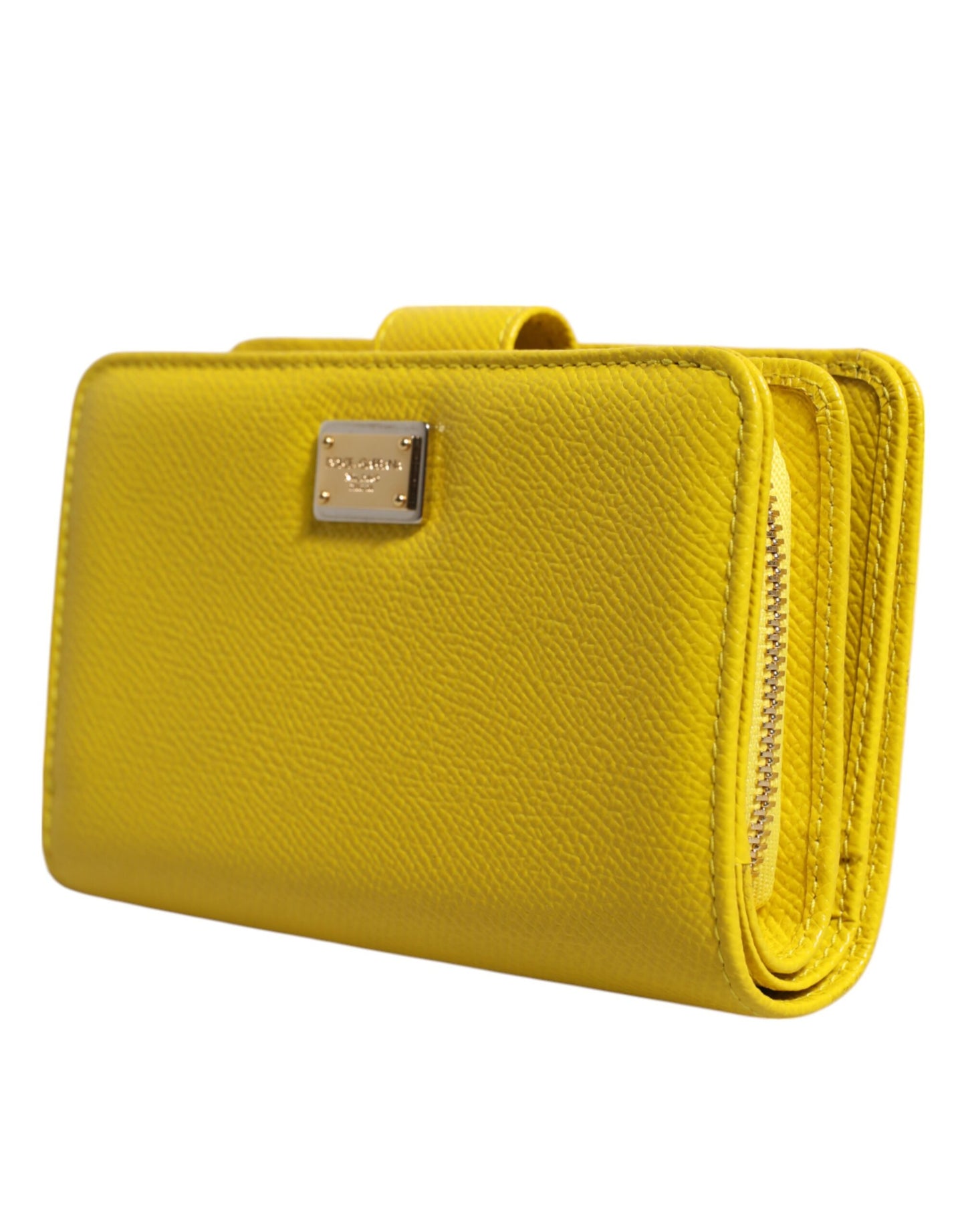 Portefeuille continental à deux volets en cuir jaune Dolce & Gabbana