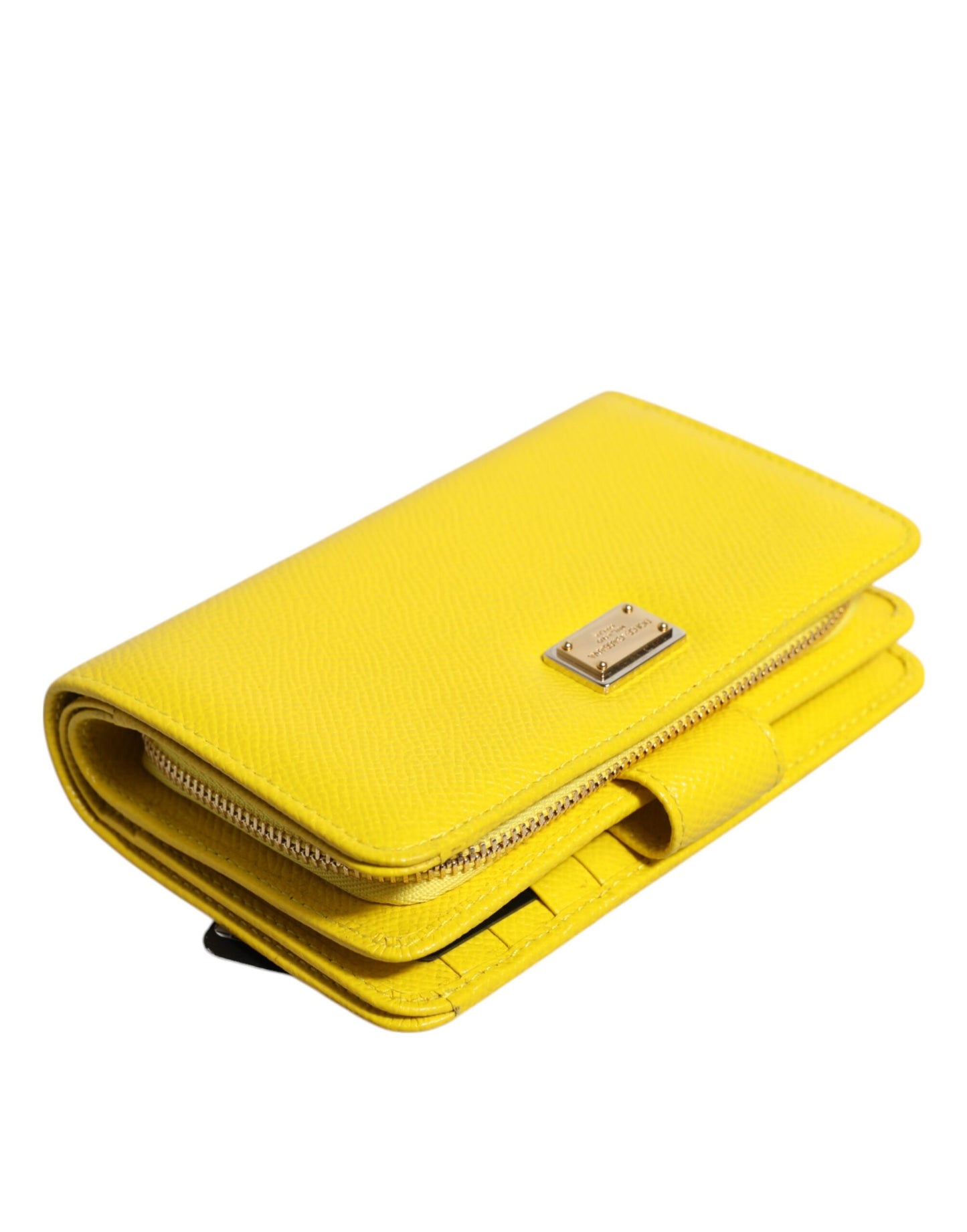 Portefeuille continental à deux volets en cuir jaune Dolce & Gabbana