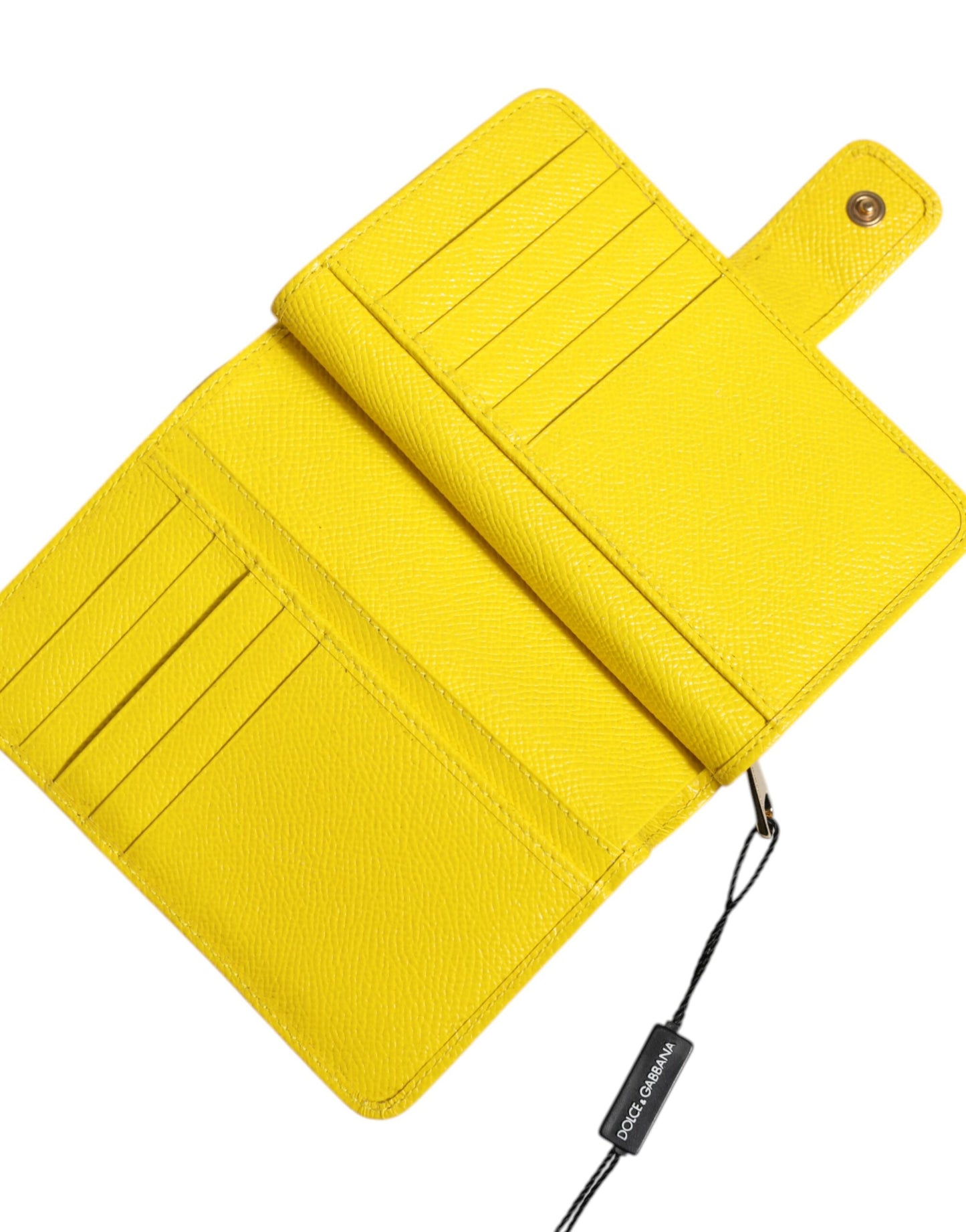 Portefeuille continental à deux volets en cuir jaune Dolce & Gabbana
