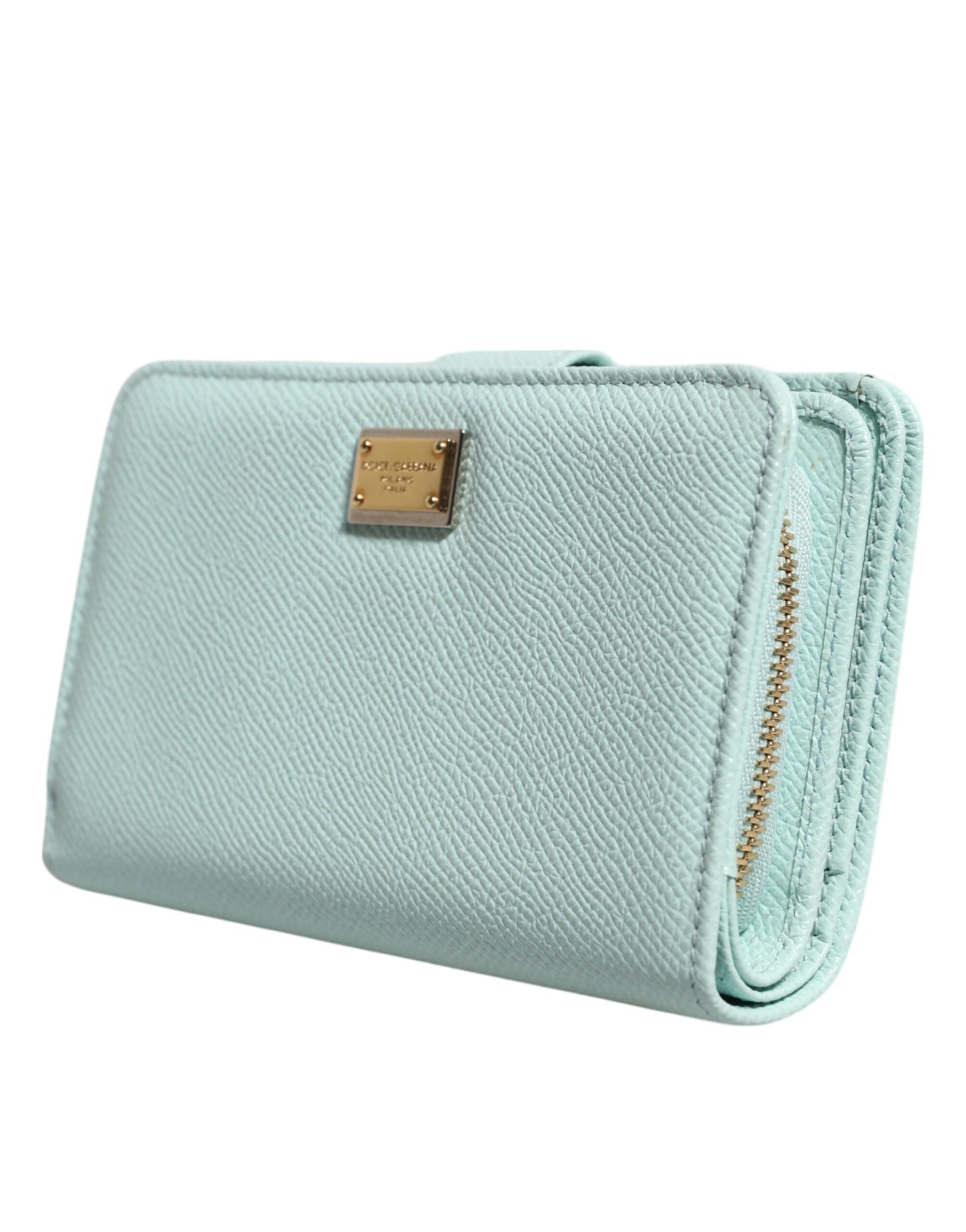 Portefeuille continental à deux volets en cuir vert menthe Dolce & Gabbana