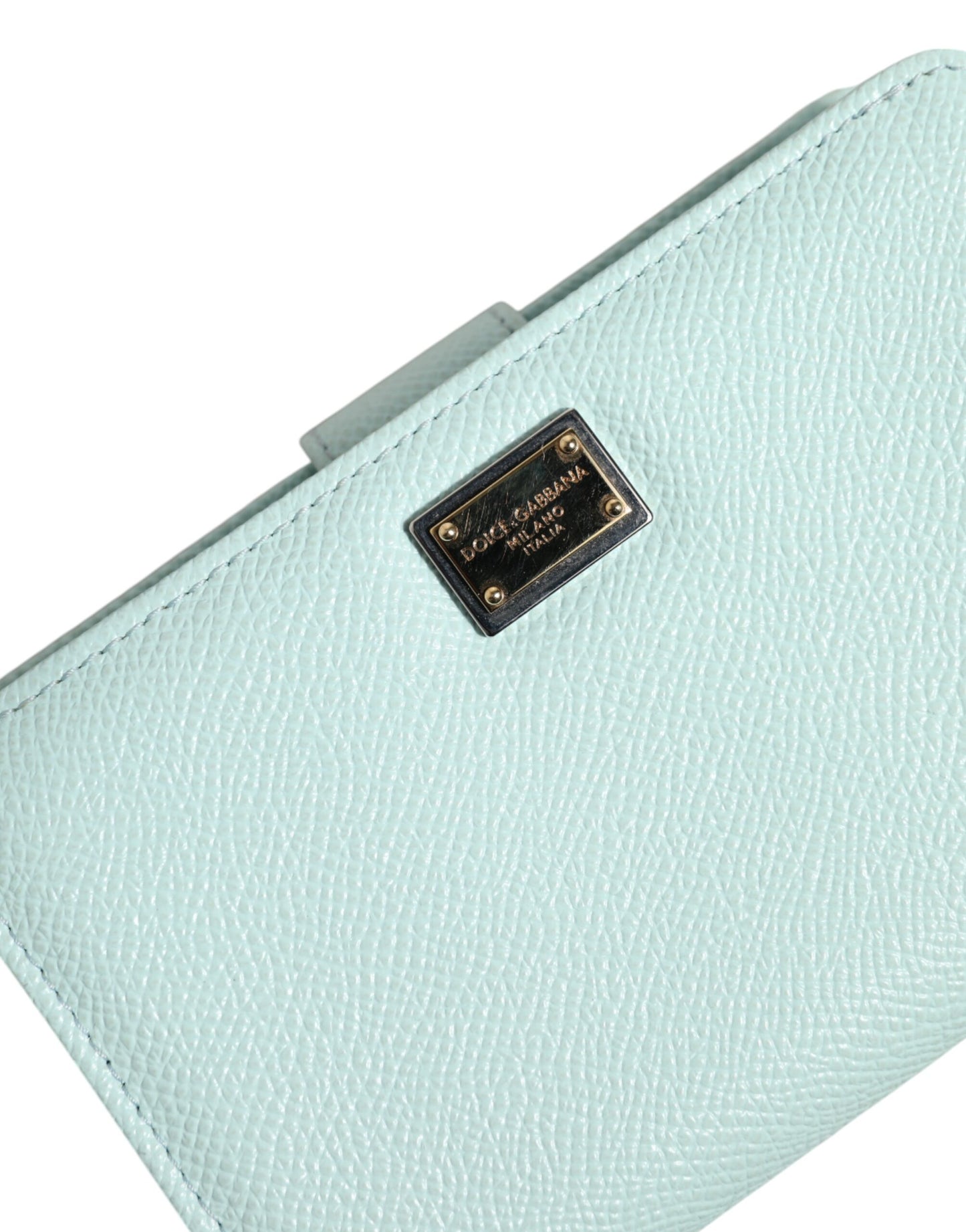 Portefeuille continental à deux volets en cuir vert menthe Dolce & Gabbana