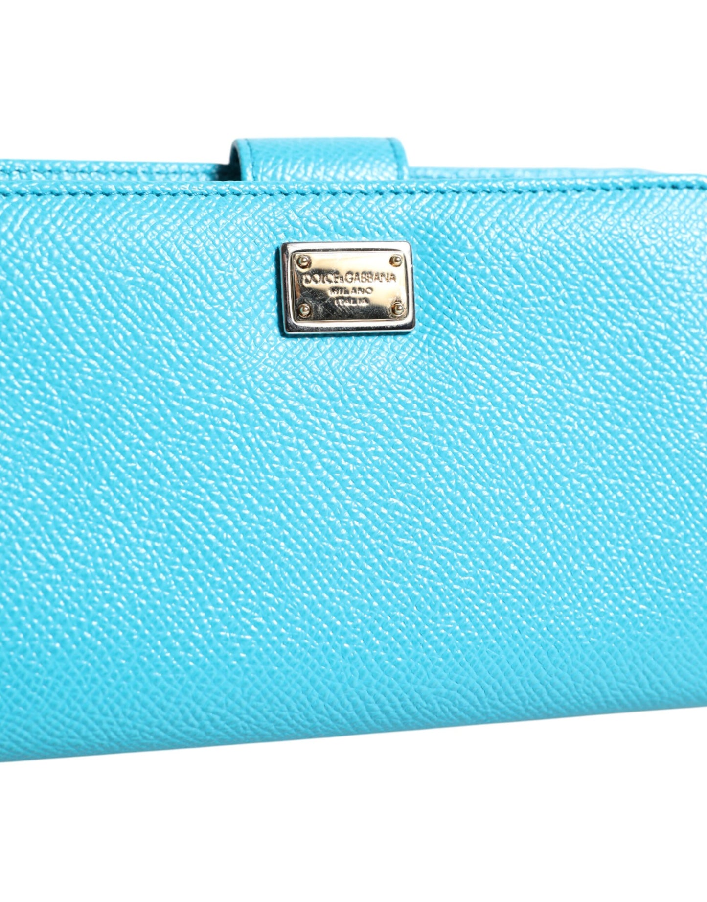 Portefeuille continental à deux volets en cuir bleu clair Dolce & Gabbana