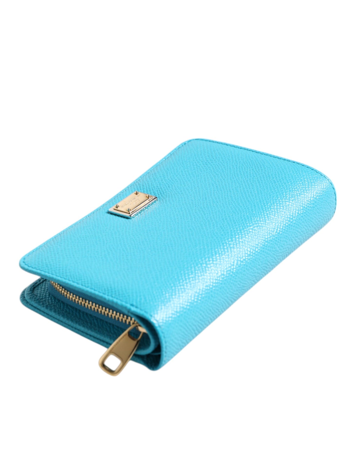Portefeuille continental à deux volets en cuir bleu clair Dolce & Gabbana
