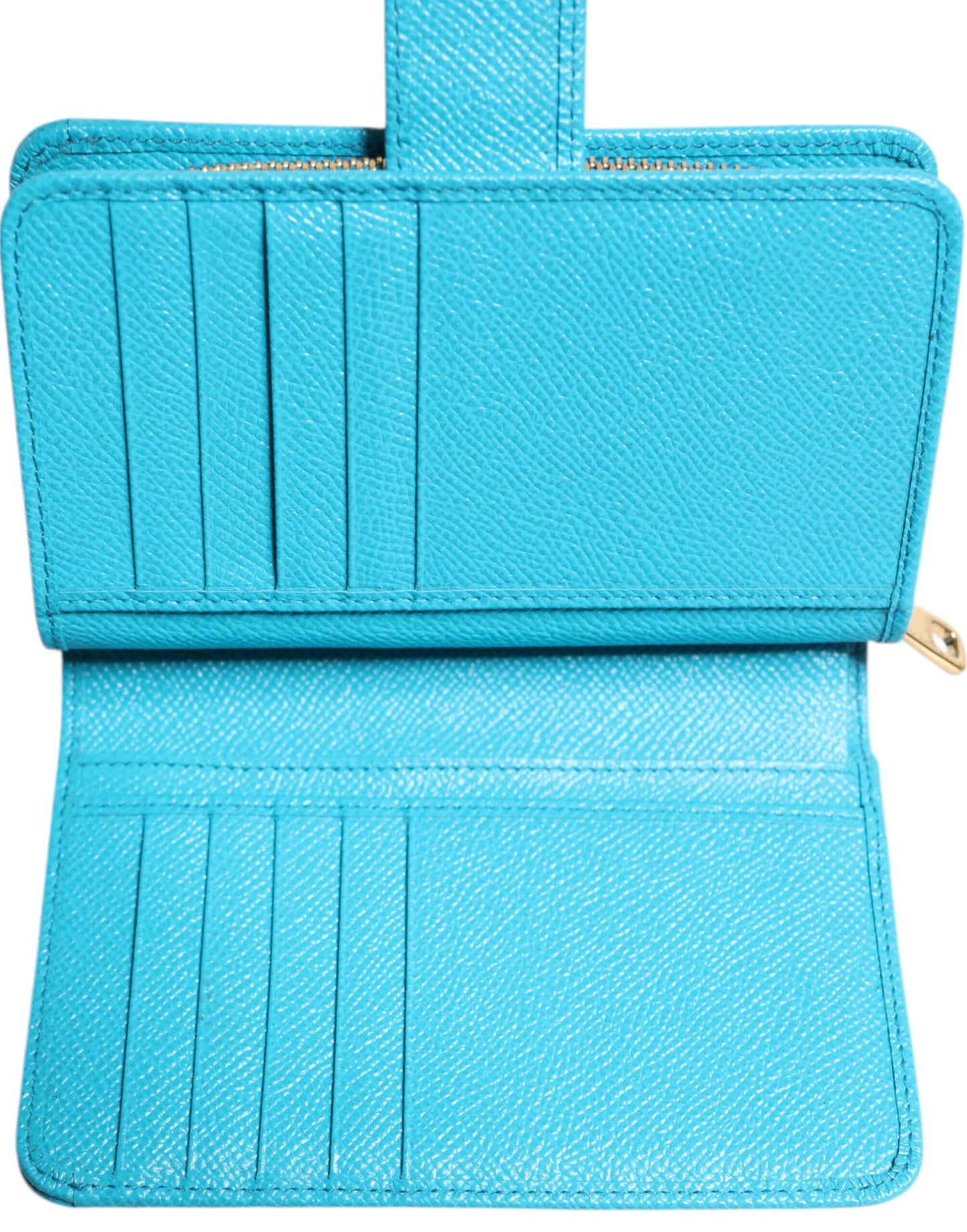 Portefeuille continental à deux volets en cuir bleu clair Dolce & Gabbana