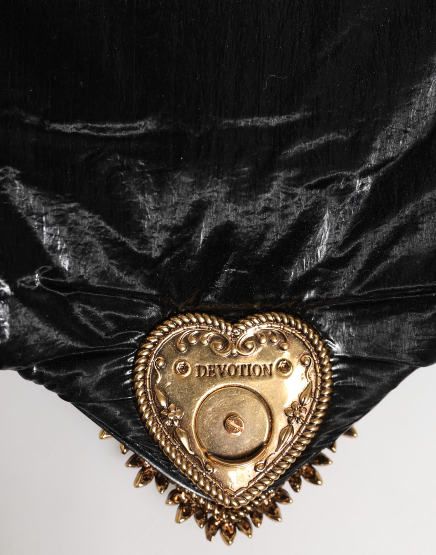 Dolce & Gabbana – Devotion – Umhängetasche aus gestepptem Nylon mit Kettenriemen, Schwarz