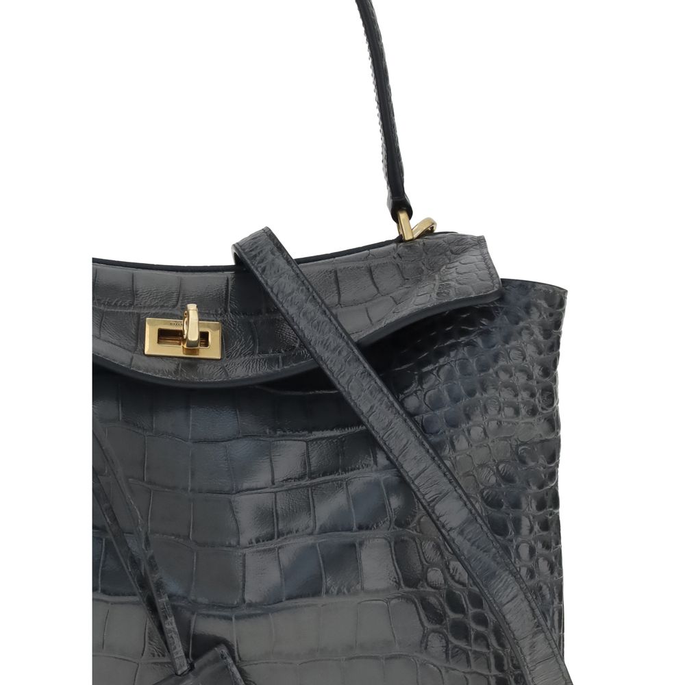 Sac à bandoulière Balenciaga Rodeo en cuir imprimé crocodile
