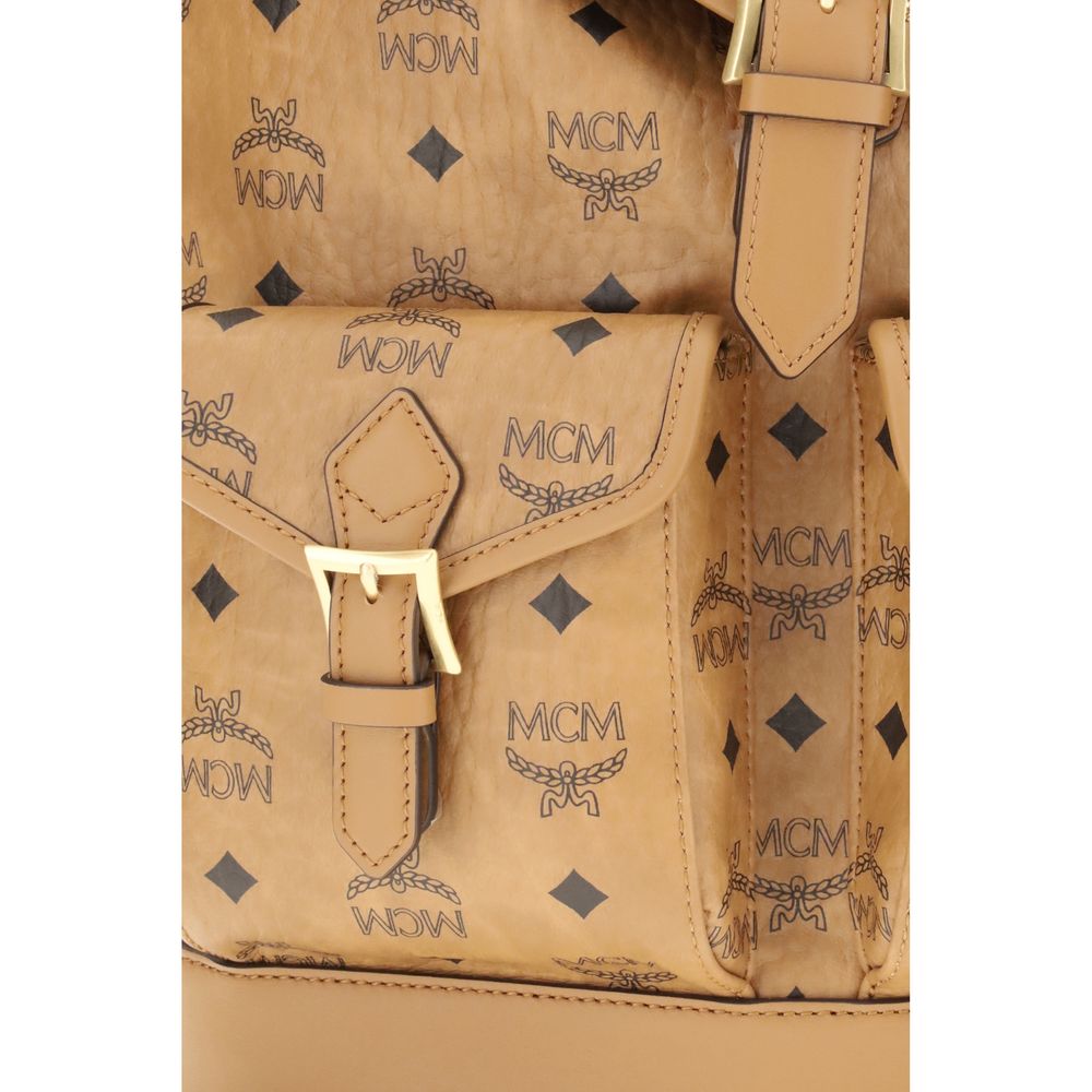 Mcm Printed Canvas Backpack