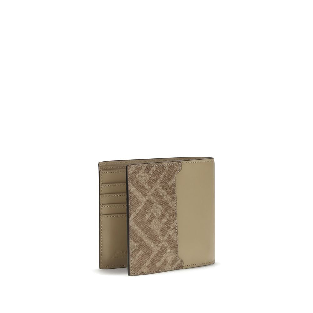 Fendi Ff Leather And Canvas Bifold Wallet
