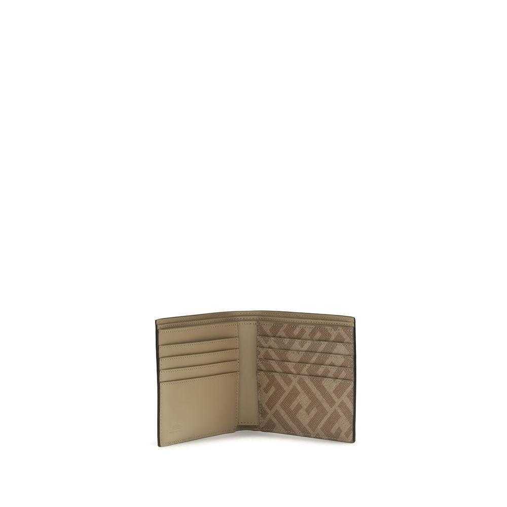 Fendi Ff Leather And Canvas Bifold Wallet