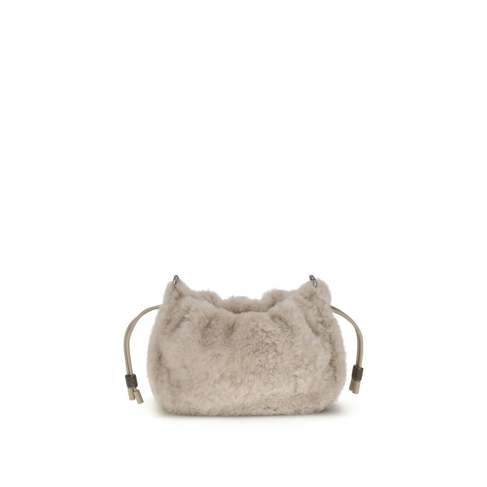 Brunello Cucinelli Mellow Mini-Schultertasche aus Shearling