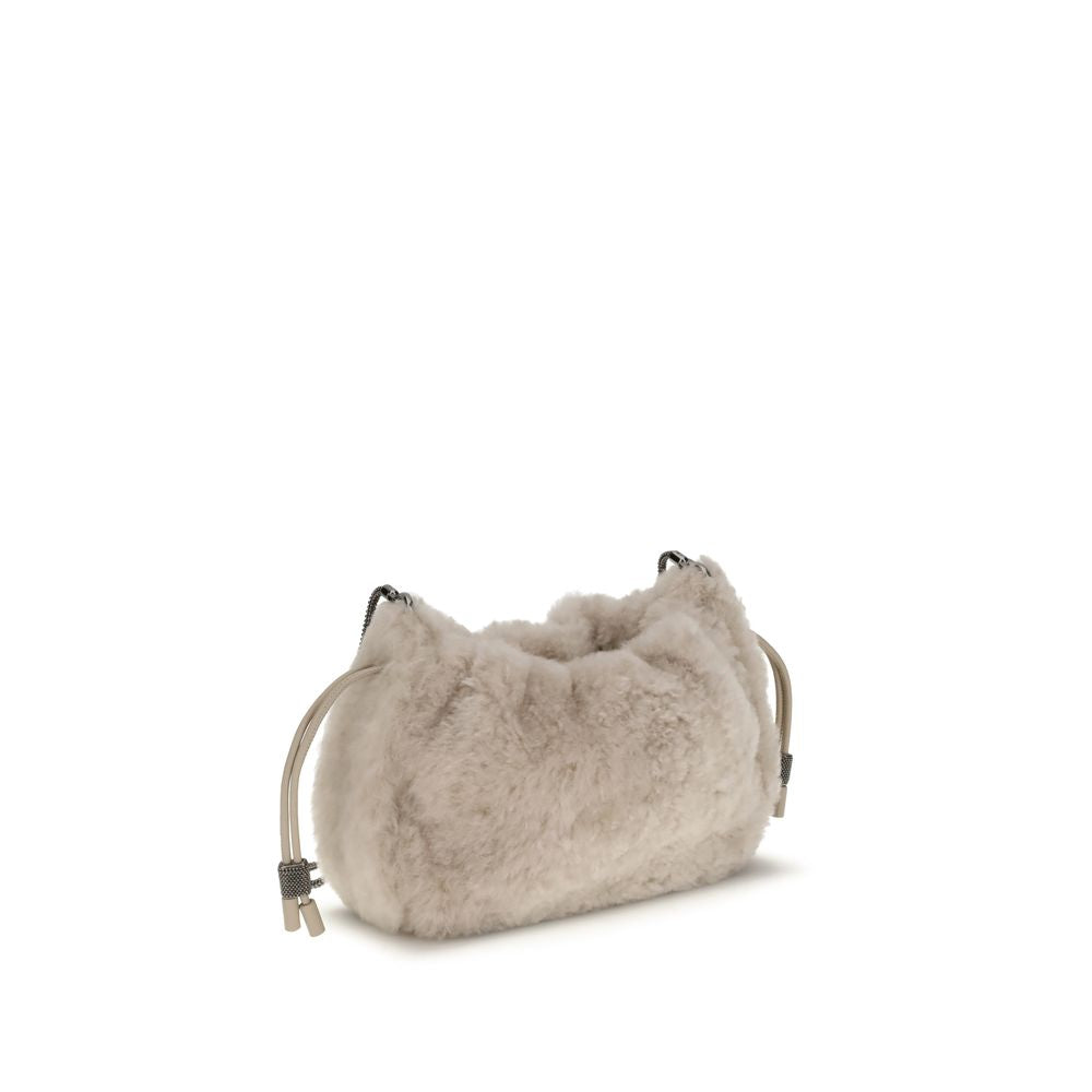 Brunello Cucinelli Mellow Mini-Schultertasche aus Shearling