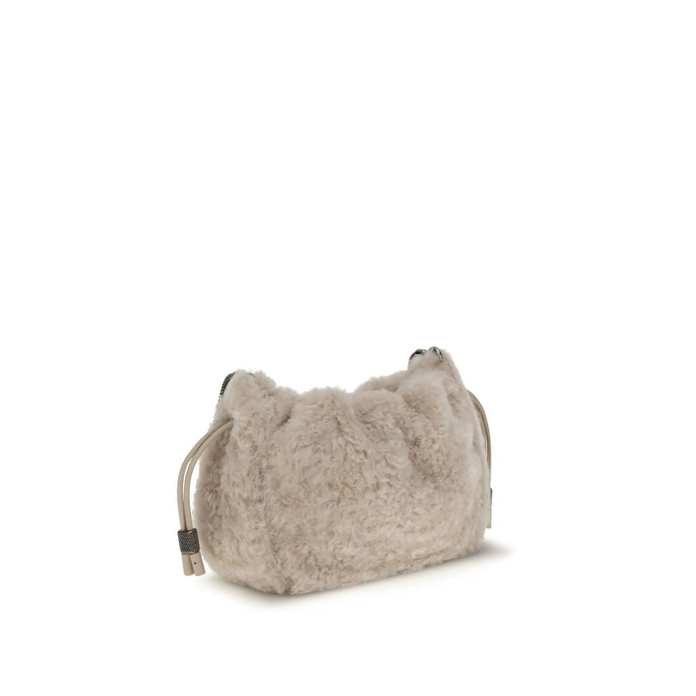 Brunello Cucinelli Mellow Mini-Schultertasche aus Shearling