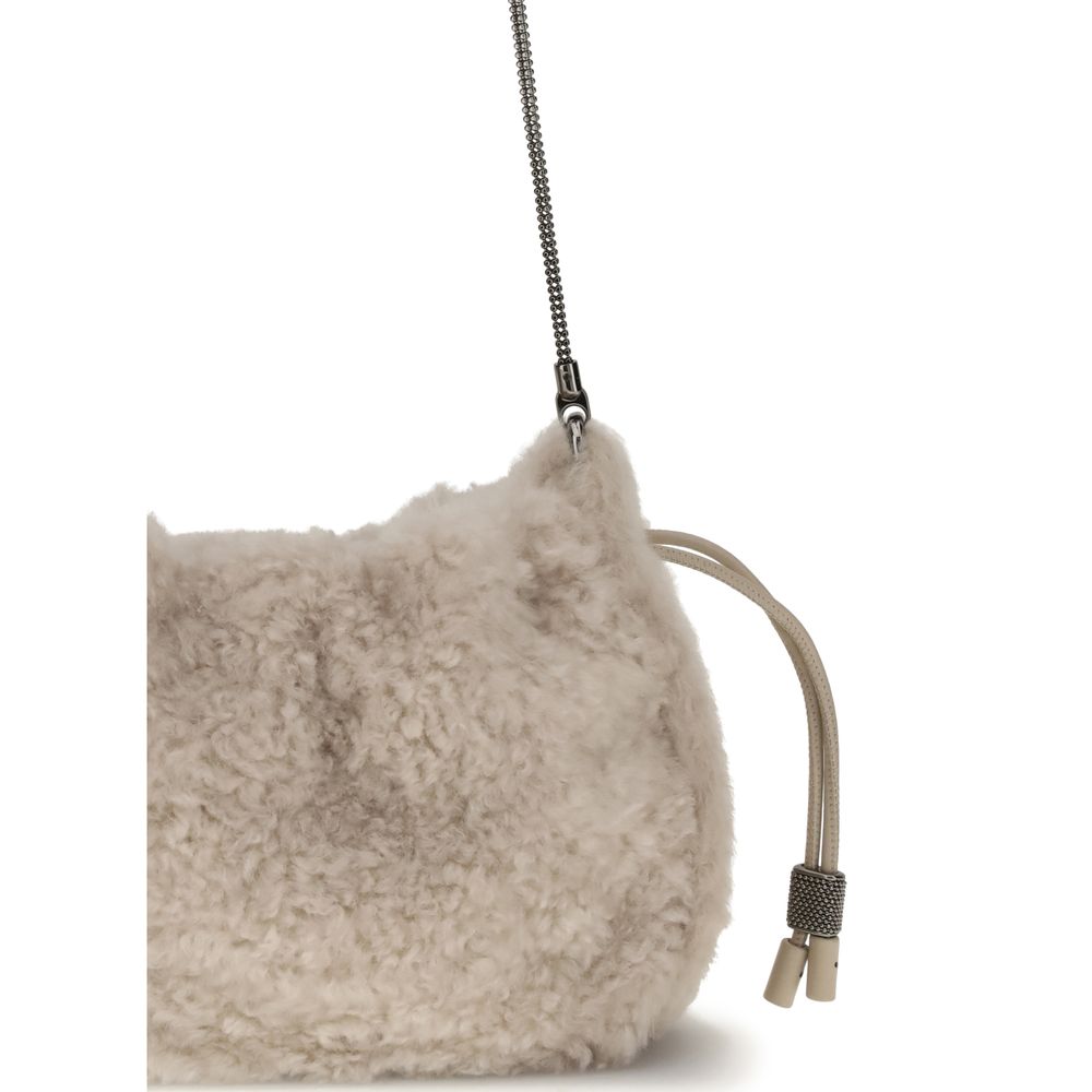 Brunello Cucinelli Mellow Mini-Schultertasche aus Shearling
