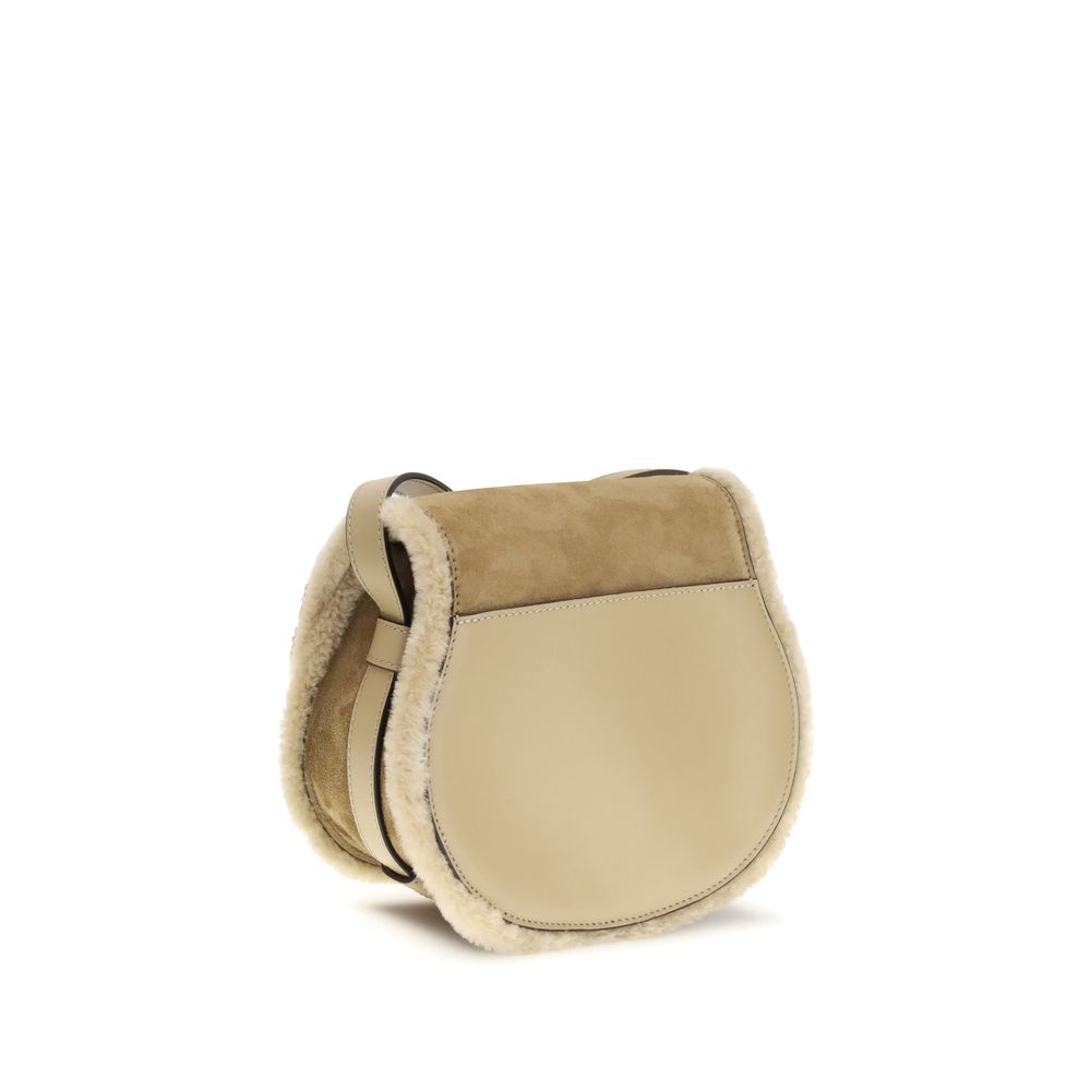 Chloé Small Saddle Marcie Schultertasche aus Wildleder und Lammfell