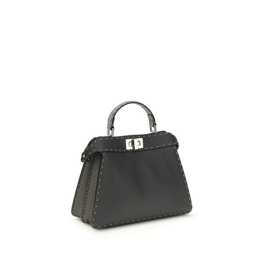 Fendi Peekaboo ISeeU Small Gray Leather Shoulder Bag