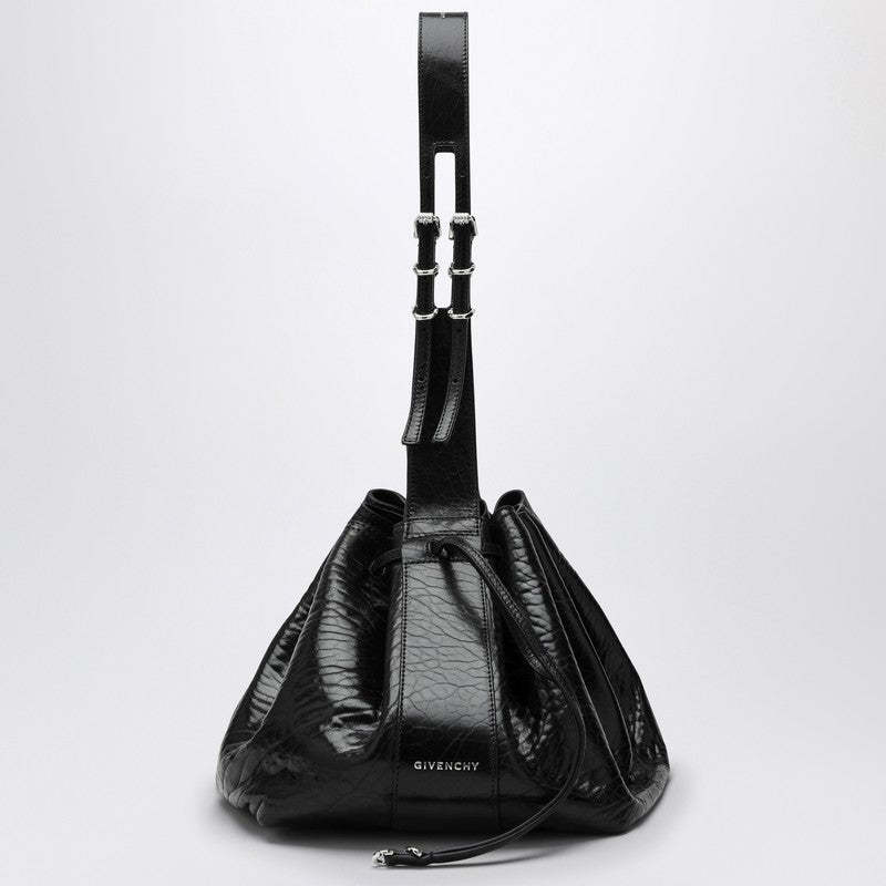 Givenchy Pumpkin Medium Bag In Black Cracked Patent Leather