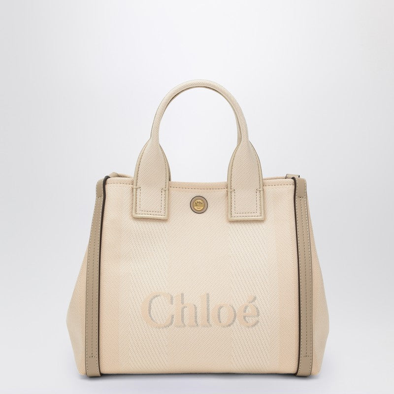 Chloé Carry Small Tote Bag In Blushy Beige Canvas