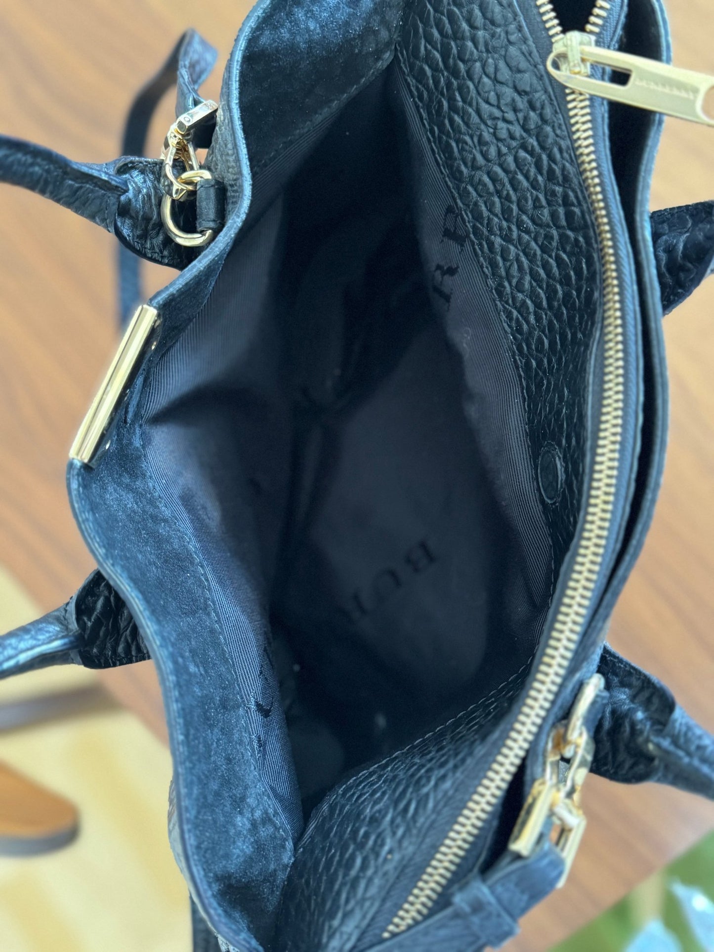 Burberry Dewsbury Black Leather Embossed Check Tote at The Platonist