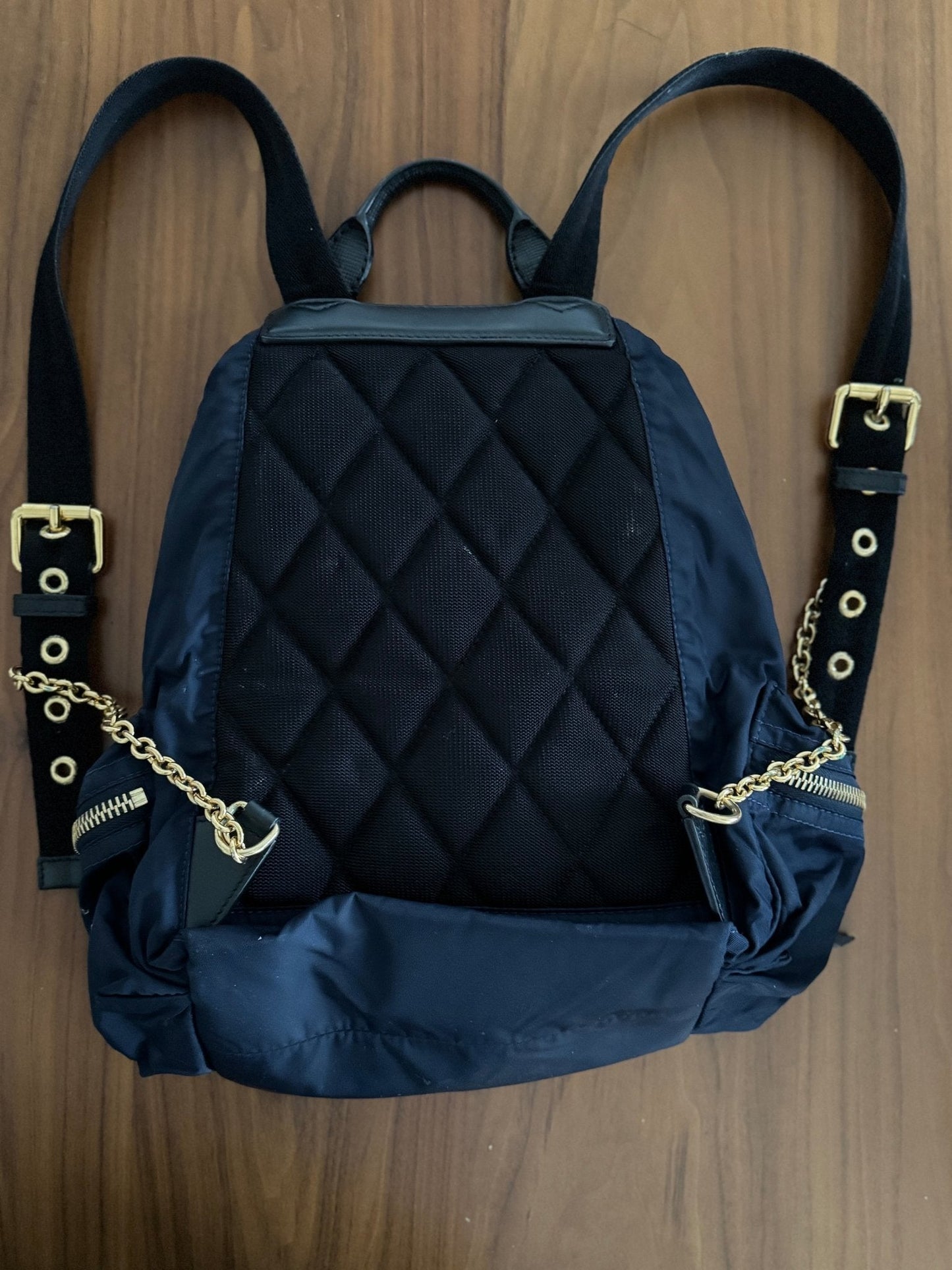 Burberry The Rucksack Backpack in Navy with Golden Hardware at The Platonist