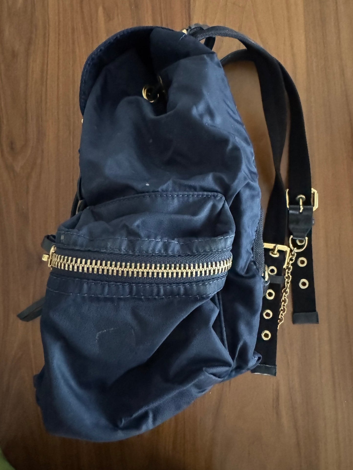Burberry The Rucksack Backpack in Navy with Golden Hardware at The Platonist