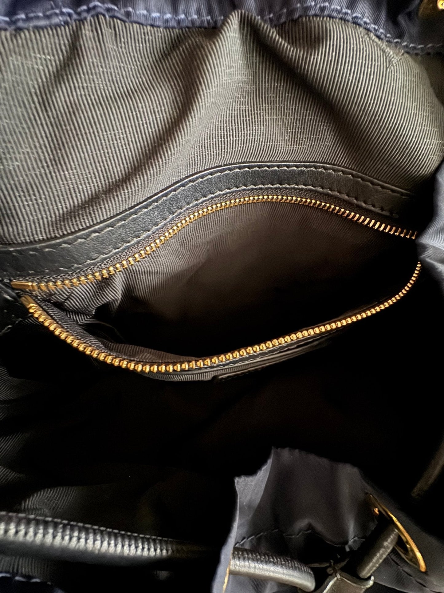 Burberry The Rucksack Backpack in Navy with Golden Hardware at The Platonist