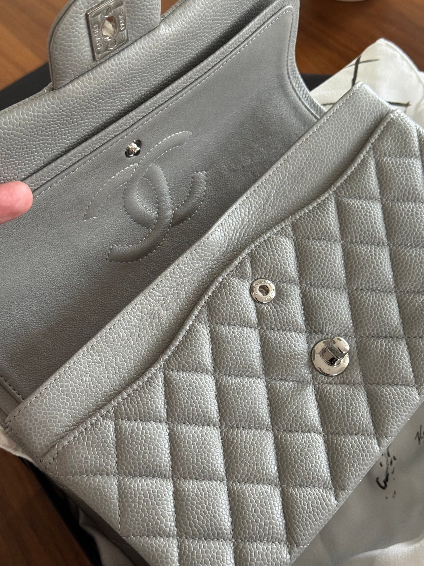 Gray Chanel Medium Double Flap Bag at The Platonist