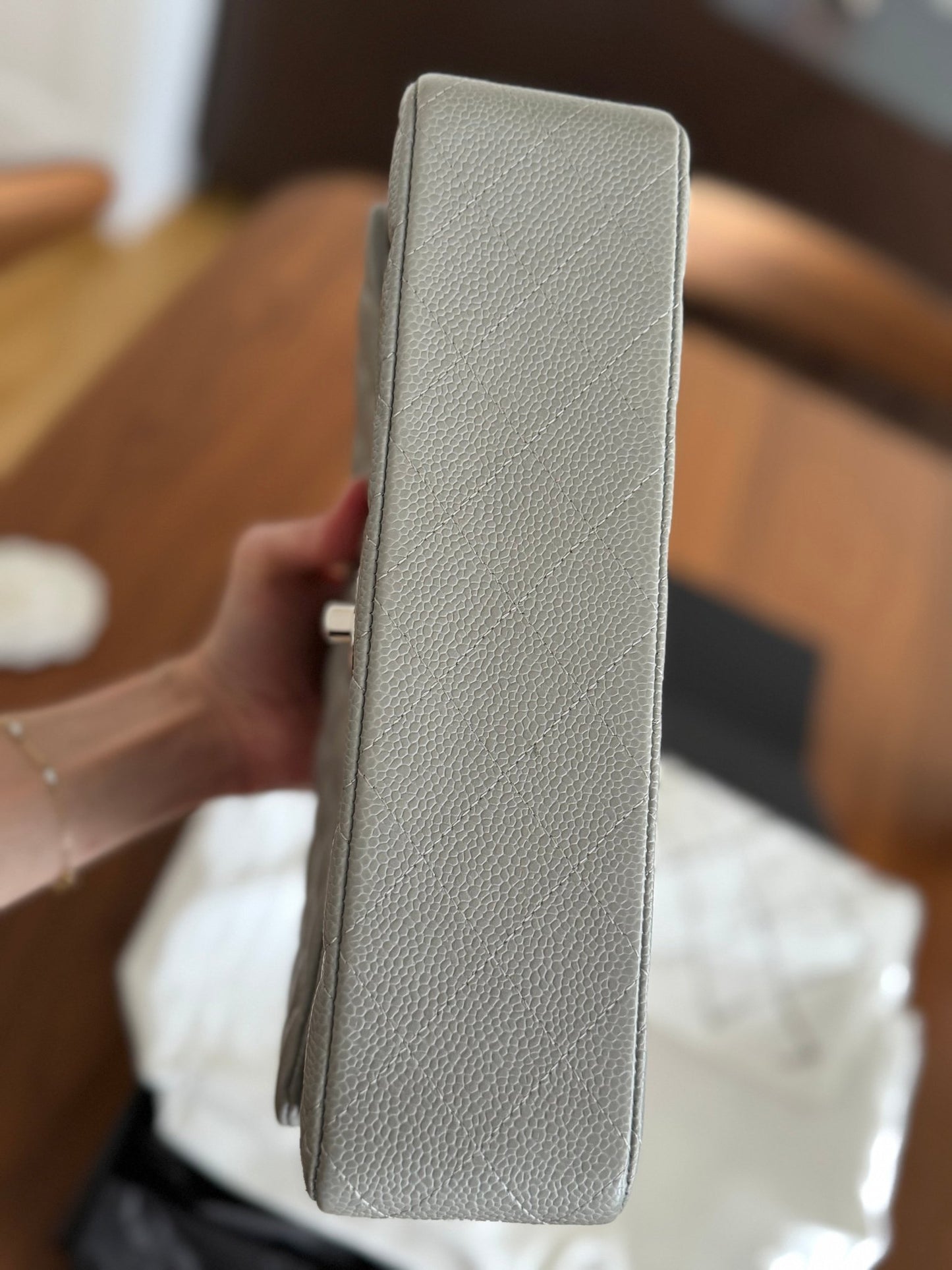 Gray Chanel Medium Double Flap Bag at The Platonist