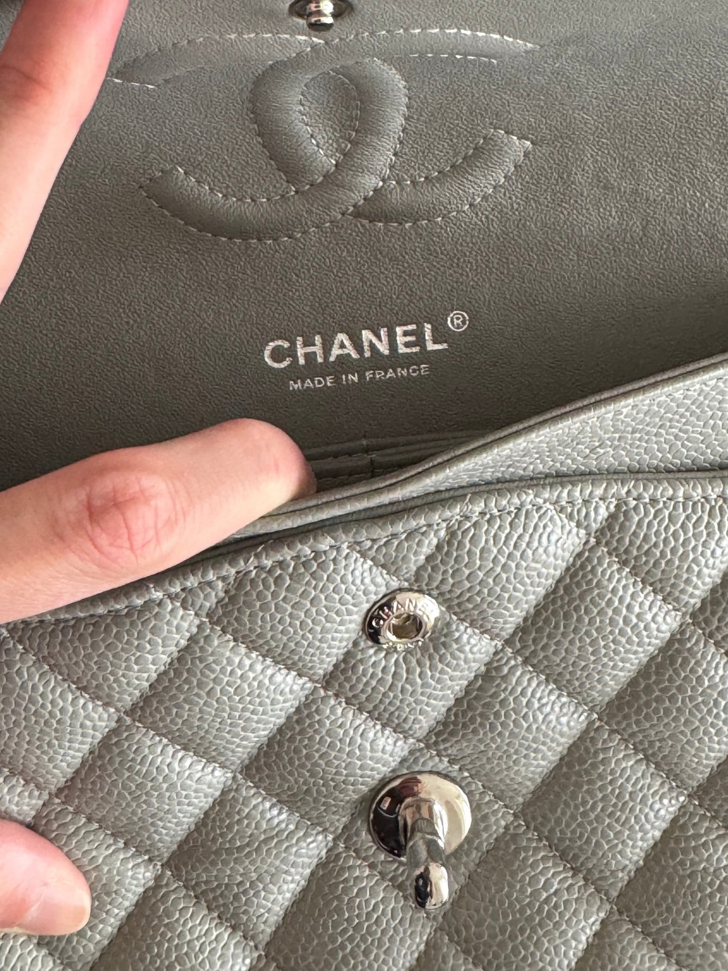 Gray Chanel Medium Double Flap Bag at The Platonist