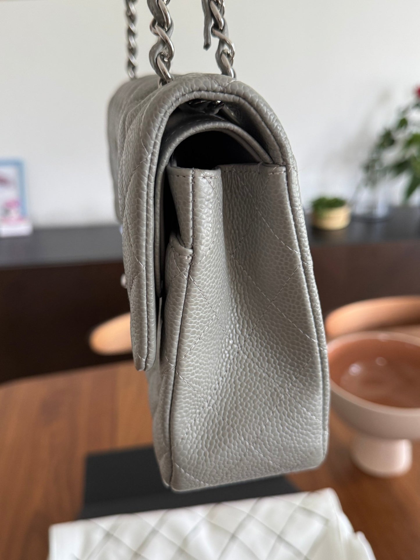 Gray Chanel Medium Double Flap Bag at The Platonist