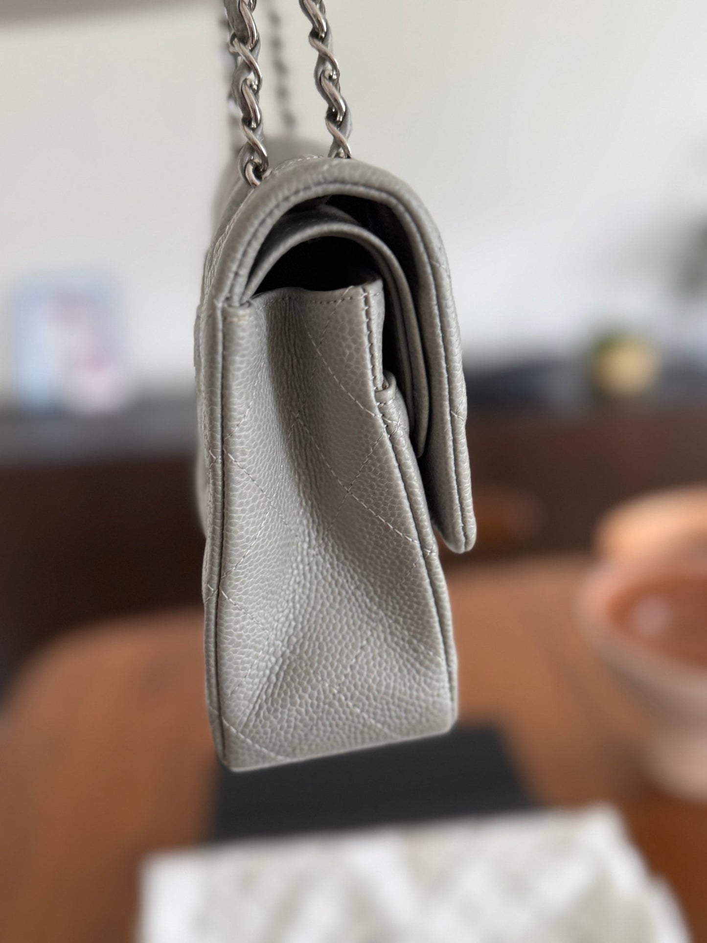 Gray Chanel Medium Double Flap Bag at The Platonist
