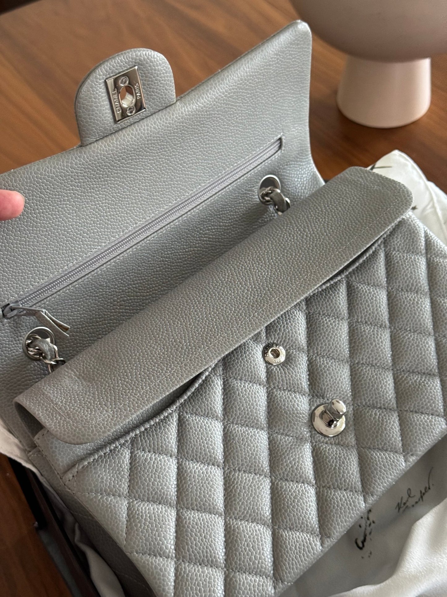 Gray Chanel Medium Double Flap Bag at The Platonist