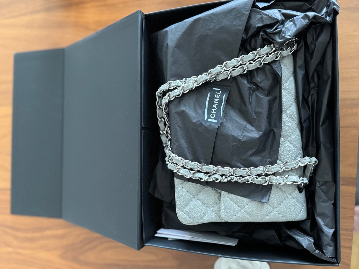 Gray Chanel Medium Double Flap Bag at The Platonist