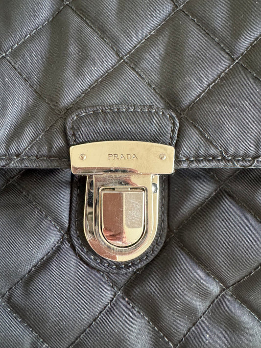 Prada Black Quilted Tessuto Chain Cross Body bag at The Platonist