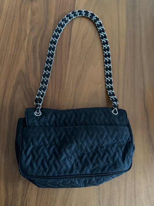Prada Black Quilted Tessuto Impuntu Chain Shoulder bag at The Platonist