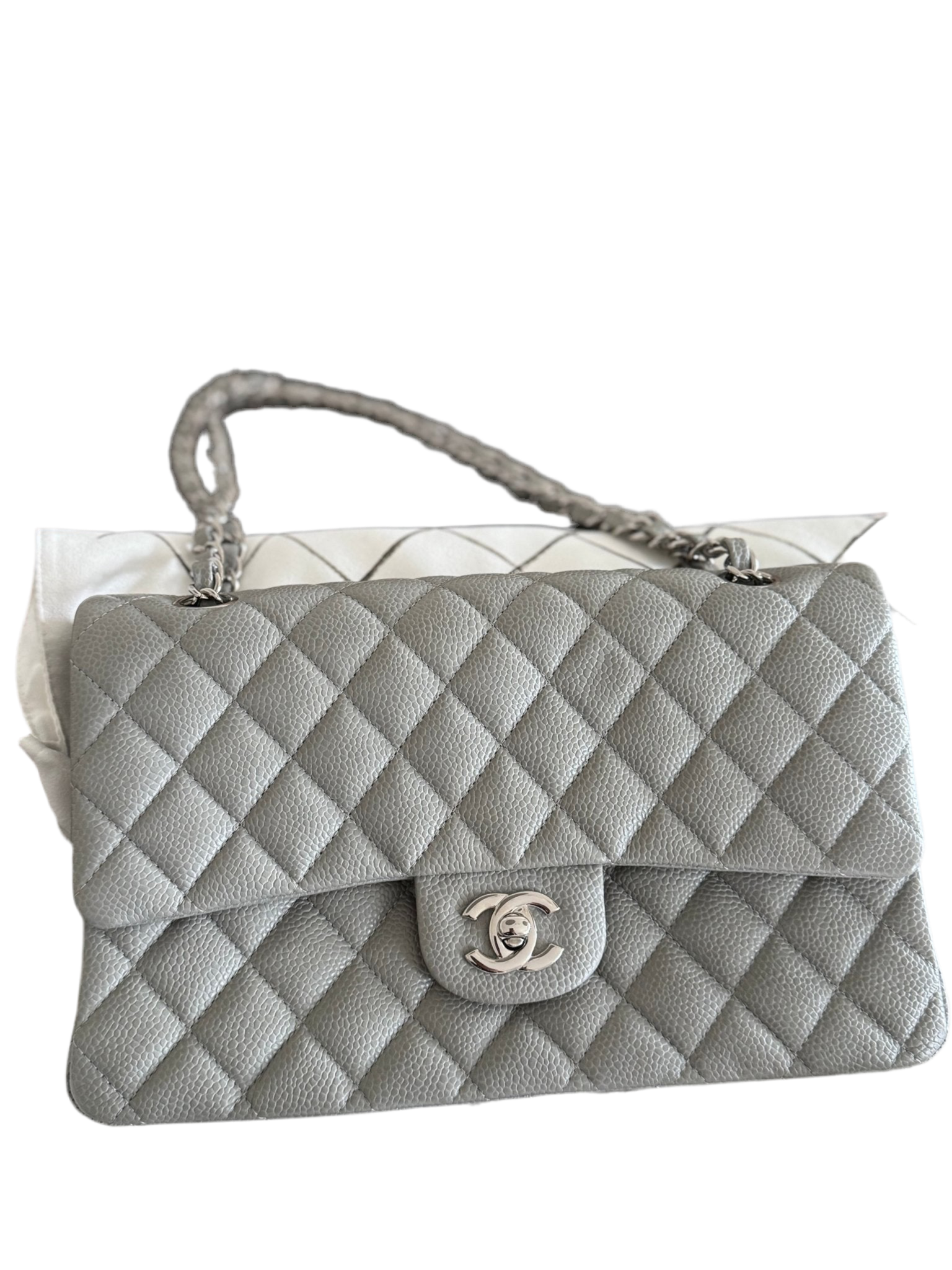 Gray Chanel Medium Double Flap Bag at The Platonist