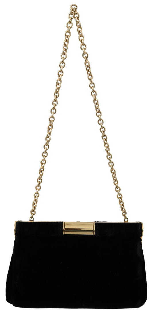 Dolce & Gabbana Velvet Evening Party Crossbody With Crystal Studs