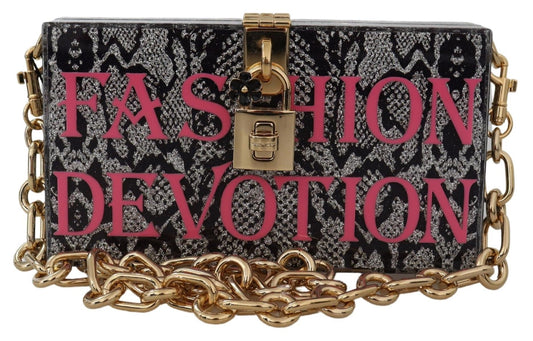 Pochette Dolce Box en résine grise avec détails dorés Dolce &amp; Gabbana