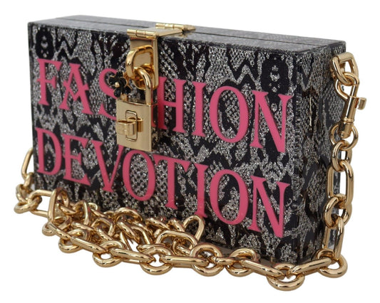 Pochette Dolce Box en résine grise avec détails dorés Dolce &amp; Gabbana