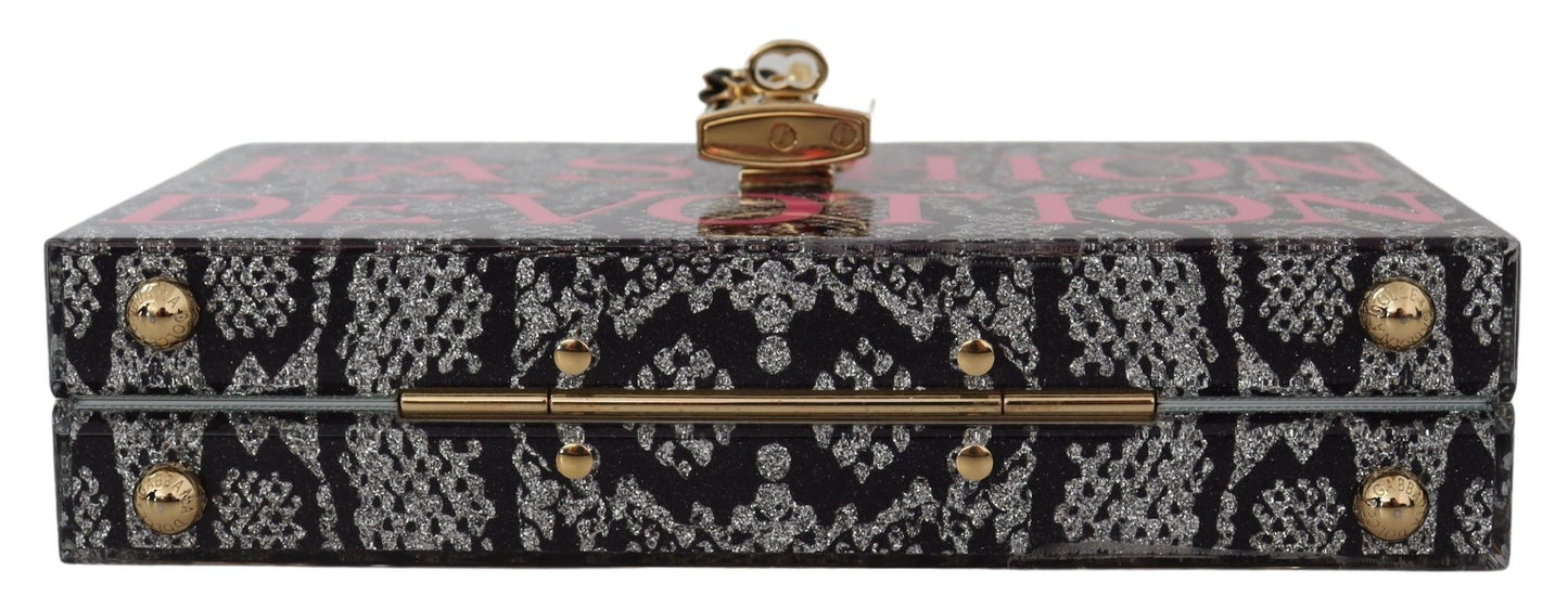 Pochette Dolce Box en résine grise avec détails dorés Dolce &amp; Gabbana