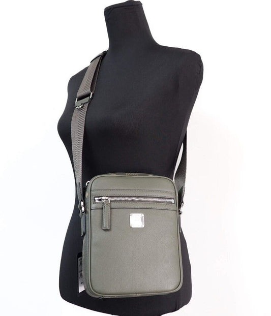 MCM Klassik Mini Sea Turtle Visetos Mixed Leather Multifunction Crossbody Bag Green at The Platonist