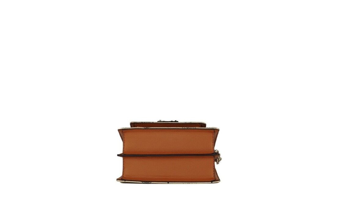 MCM Signature Berlin Gold Diamond Logo Leather Mini Flap Lock Crossbody Handbag at The Platonist