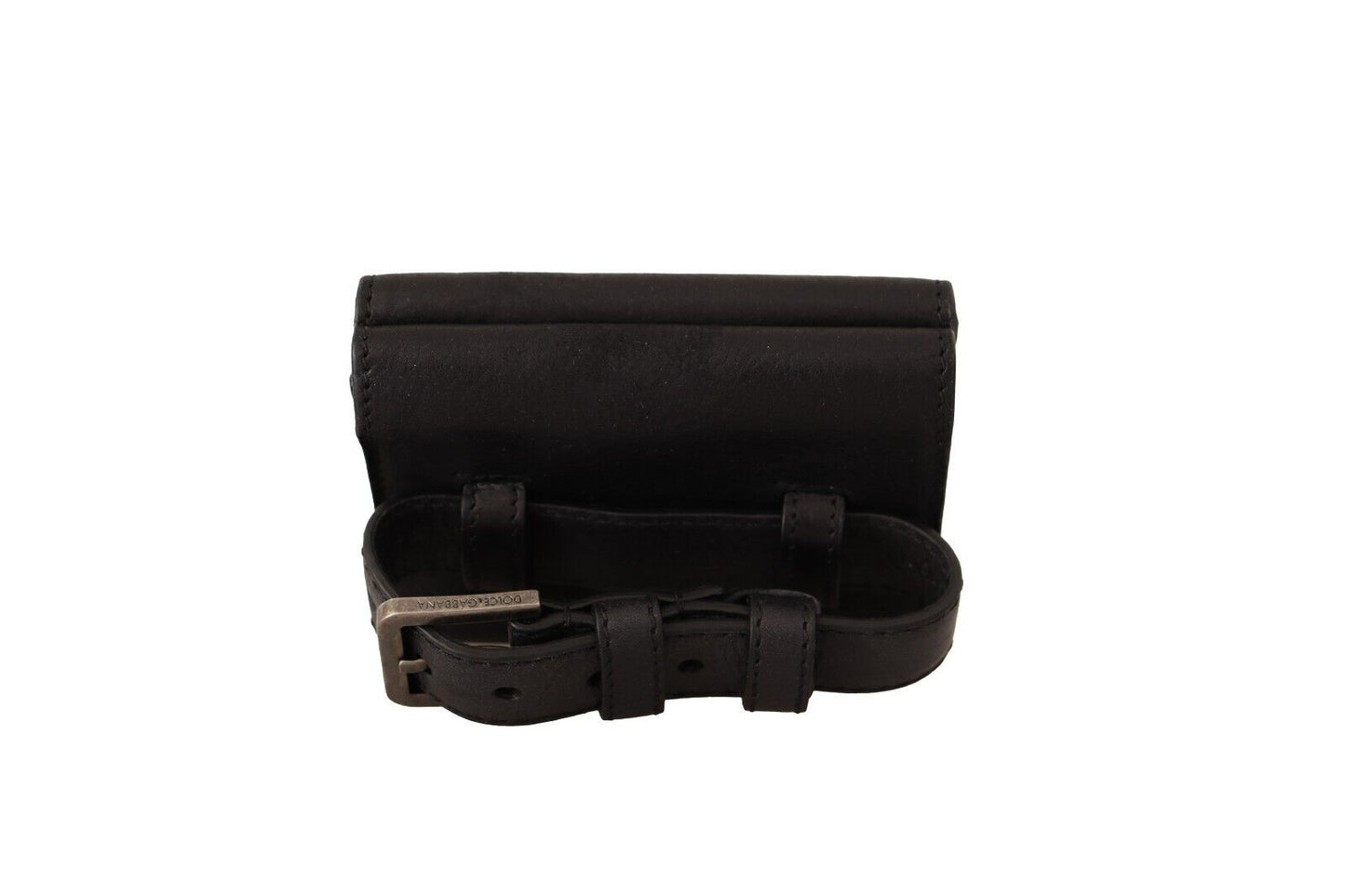 Dolce &amp; Gabbana Élégant trousse multi-poches en cuir noir