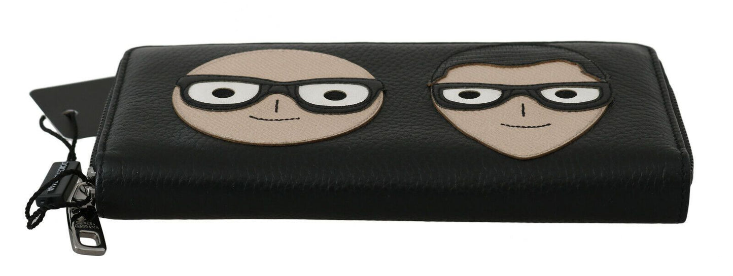 Dolce &amp; Gabbana Elegante Continental-Geldbörse aus schwarzem Leder