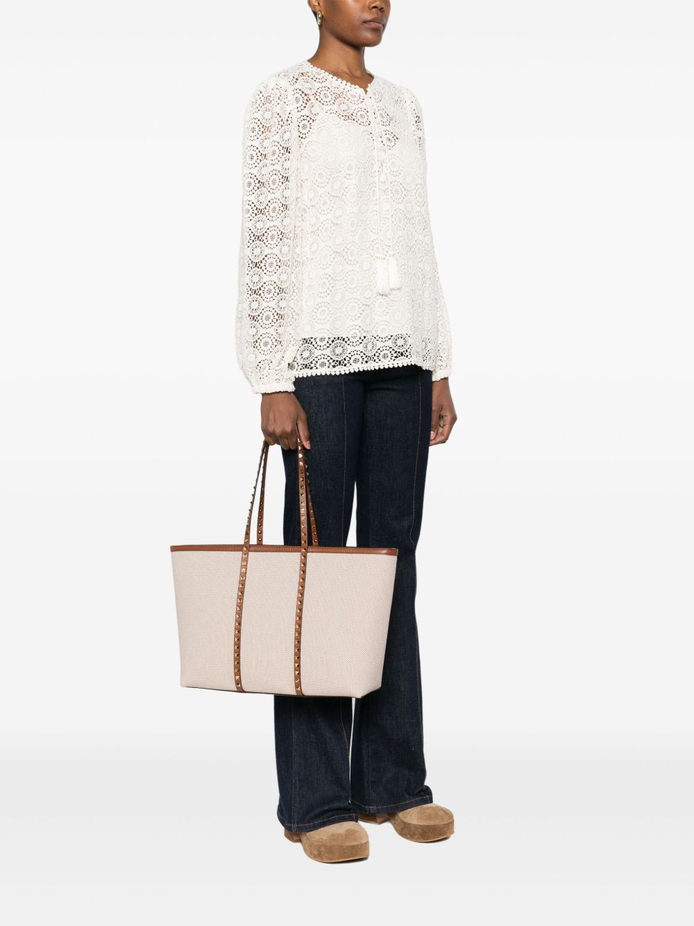Sac cabas moyen en toile Rockstud de Valentino Garavani