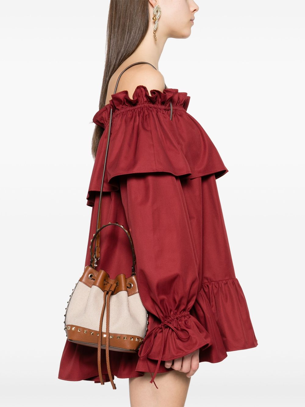 Valentino Garavani Rockstud Canvas Bucket Bag