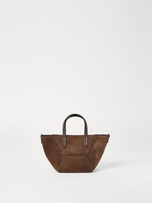 Brunello Cucinelli Duo Mini Bag In Suede With Monili
